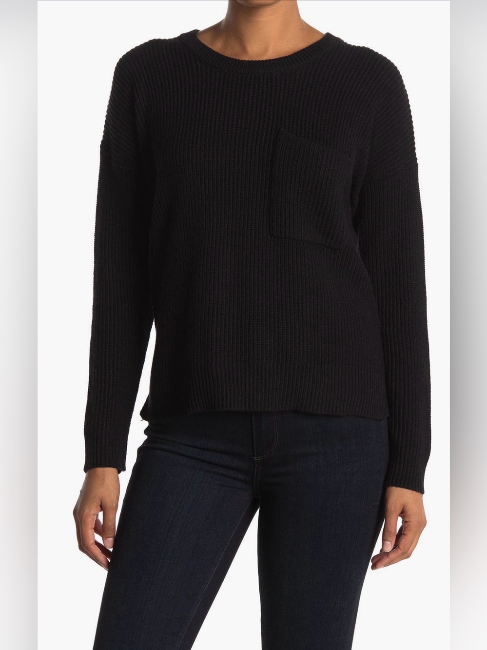 😎 Madewell Thompson black pocket crewneck sweater. Size S. NWT.